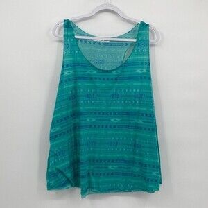 Maurices Womens Printed Stretch Scoop Neck Sleeveless Tank Top Green Size 3